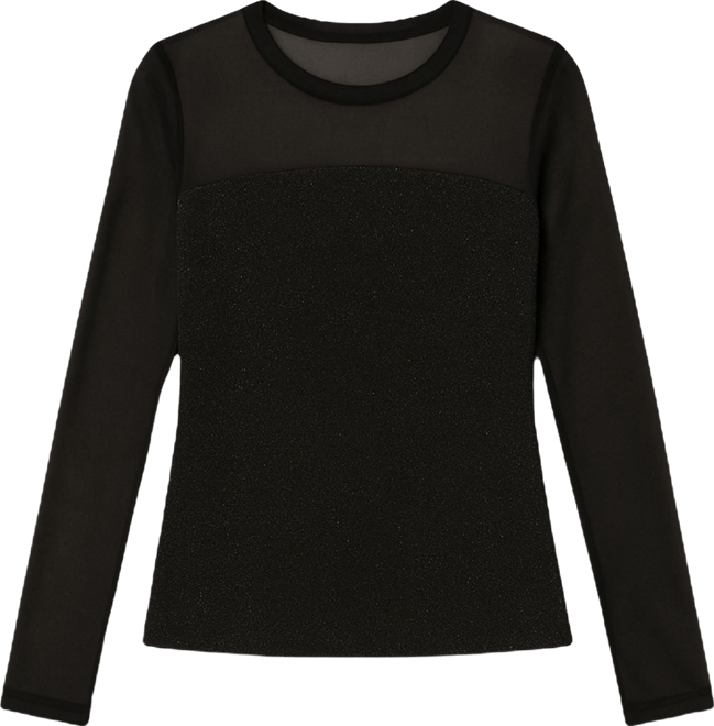 Women's Sparkle Mesh Long-Sleeve Top
