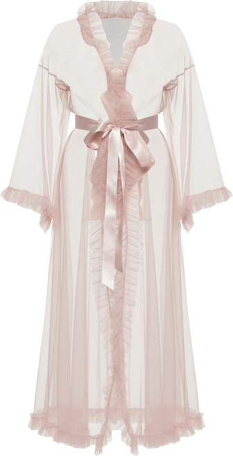 Women's Veil Tulle Ruffle Peignoir
