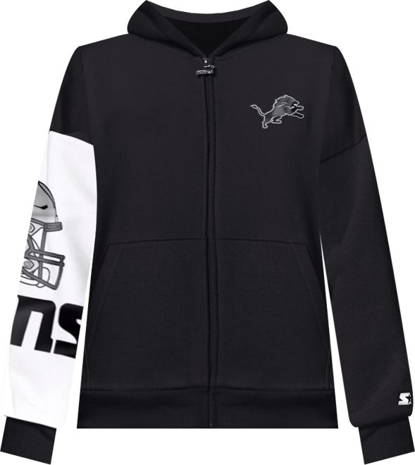 Women's Black Detroit Lions 4th Down Full-Zip Hoodie