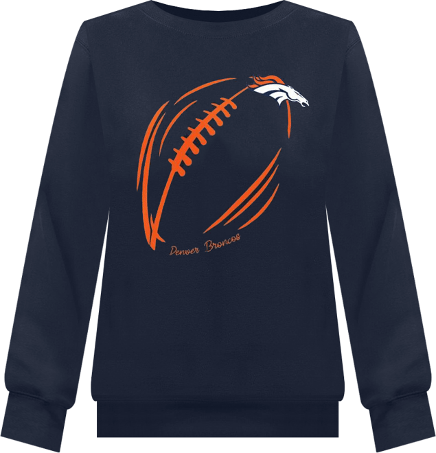 Women's Navy Denver Broncos Football Logo Graphic Fleece Tri-Blend Pullover Sweatshirt