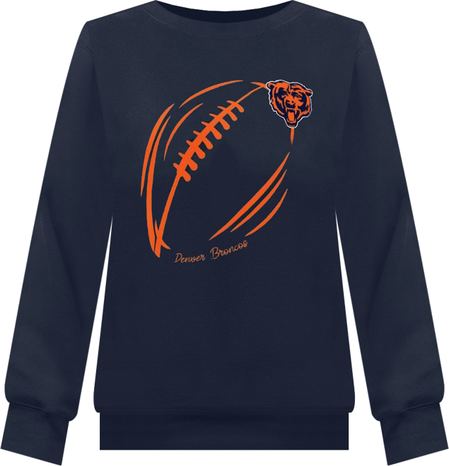 Women's Navy Chicago Bears Football Logo Graphic Fleece Tri-Blend Pullover Sweatshirt