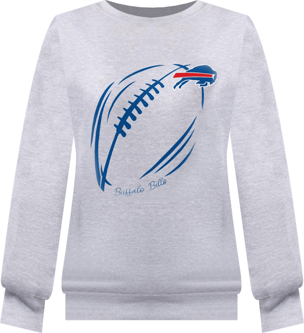 Women's Heather Gray Buffalo Bills Football Logo Graphic Fleece Tri-Blend Pullover Sweatshirt