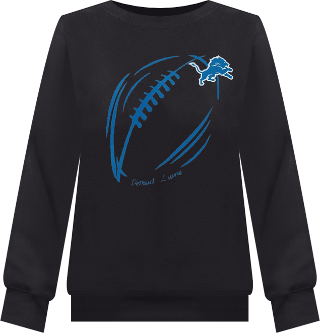 Women's Black Detroit Lions Football Logo Graphic Fleece Tri-Blend Pullover Sweatshirt