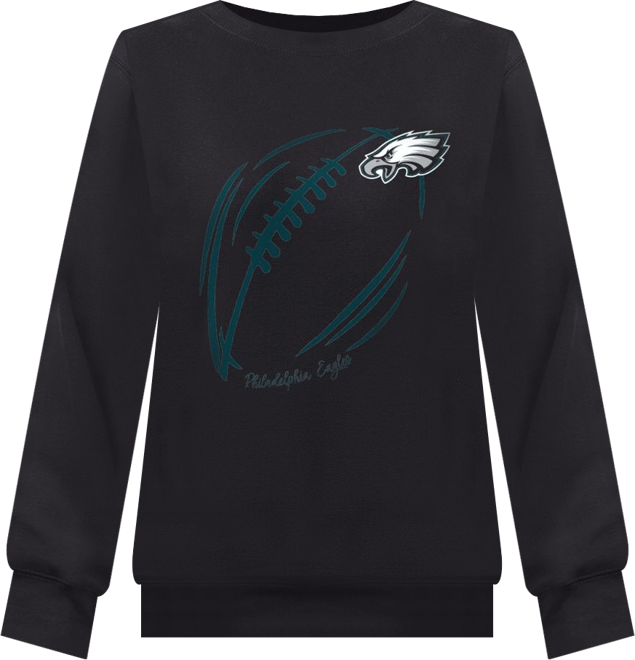 Women's Black Philadelphia Eagles Football Logo Graphic Fleece Tri-Blend Pullover Sweatshirt