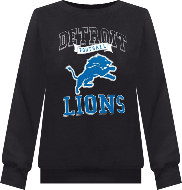 Women's Black Detroit Lions Team Logo Graphic Tri-Blend Pullover Sweatshirt
