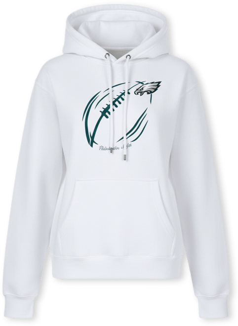 Women's White Philadelphia Eagles Football Logo Fleece Tri-Blend Pullover Hoodie