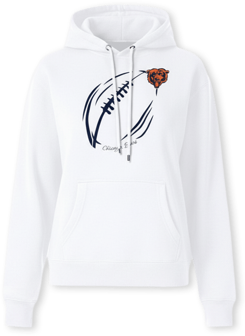 Women's White Chicago Bears Football Logo Fleece Tri-Blend Pullover Hoodie