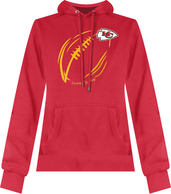 Women's Red Kansas City Chiefs Football Logo Fleece Tri-Blend Pullover Hoodie
