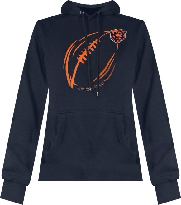 Women's Navy Chicago Bears Football Logo Fleece Tri-Blend Pullover Hoodie