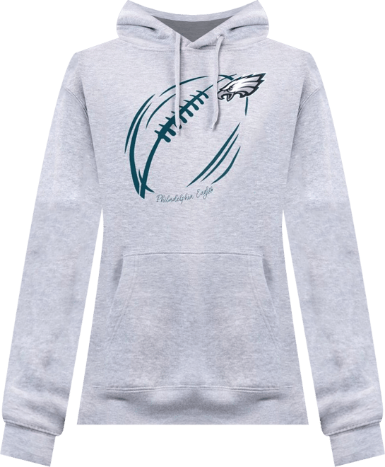 Women's Heather Gray Philadelphia Eagles Football Logo Fleece Tri-Blend Pullover Hoodie