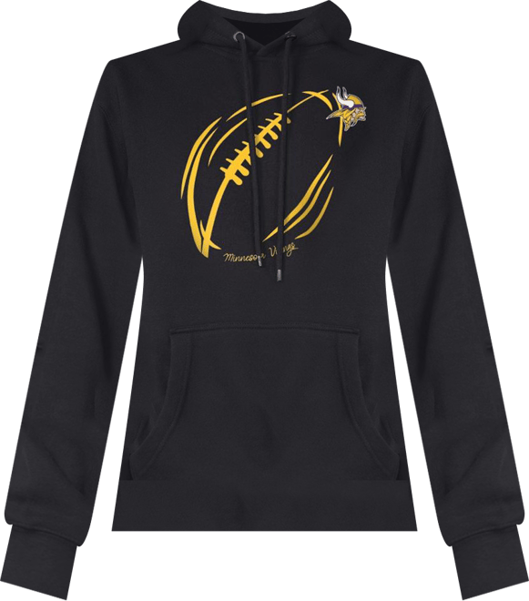 Women's Black Minnesota Vikings Football Logo Fleece Tri-Blend Pullover Hoodie