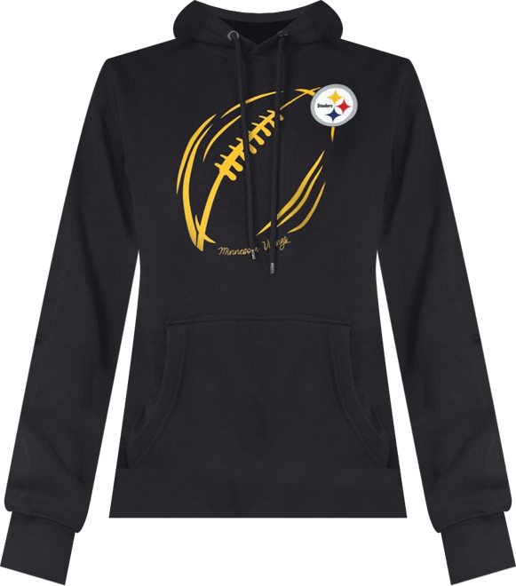 Women's Black Pittsburgh Steelers Football Logo Fleece Tri-Blend Pullover Hoodie