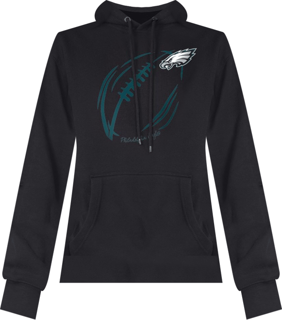 Women's Black Philadelphia Eagles Football Logo Fleece Tri-Blend Pullover Hoodie