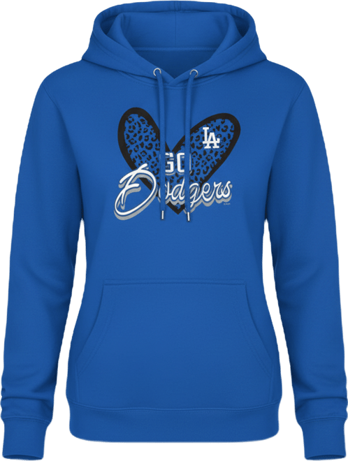 Women's Royal Los Angeles Dodgers Leopard Heart Pullover Hoodie