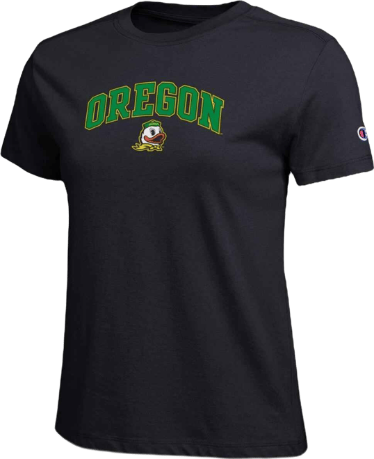 Women's Black Oregon Ducks Arched Over Logo T-Shirt