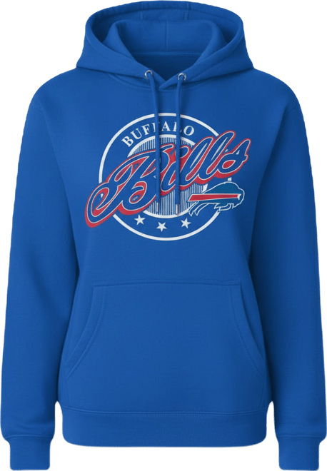 Women's Royal Buffalo Bills Pinstripe Circle Fleece Pullover Hoodie