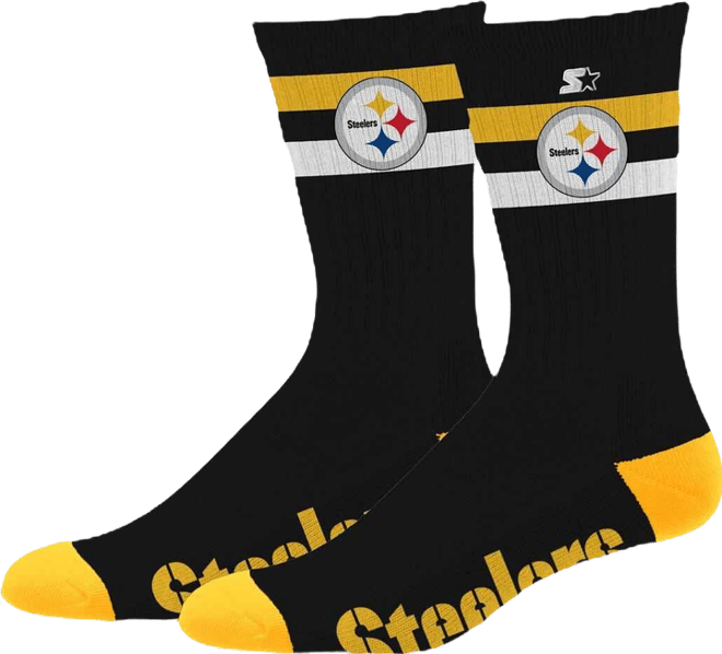 Men's and Women's Pittsburgh Steelers Team Color Two-Stripe Crew Socks