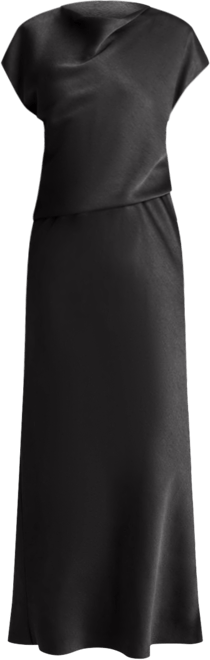 vince satin cap-sleeve v-neck dress $425 Vince Women's Solid Blue Short Sleeve V-Neck Satin Midi Dress Size 10