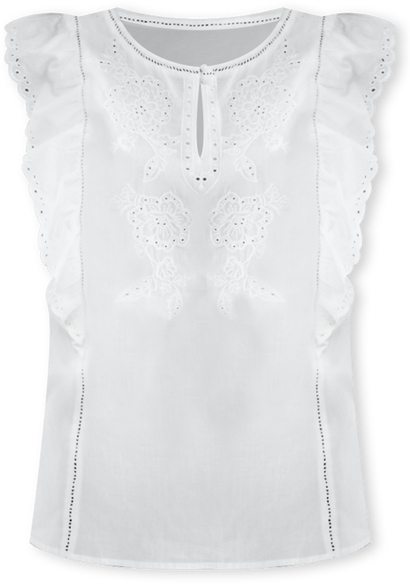 Women's Cotton Eyelet-Trim Flutter-Sleeve Top, Macy's Exclusive