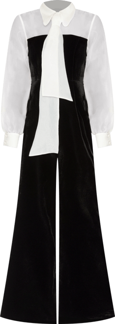 Women's Tuxedo Collared Jumpsuit