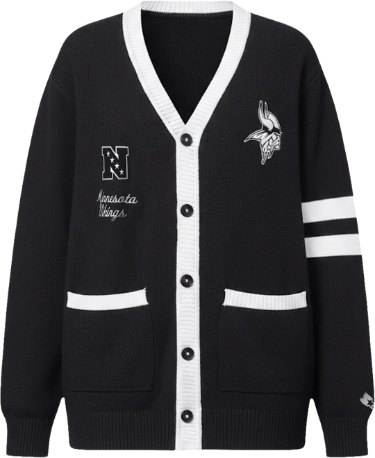 Women's Black Minnesota Vikings Back Shot Button-Up Cardigan Sweater