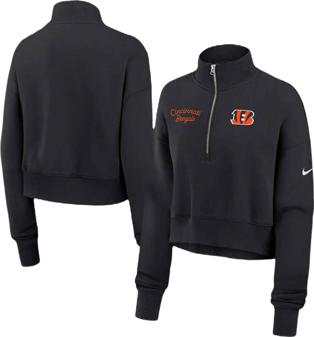 Women's Black Cincinnati Bengals Primetime Phoenix Half-Zip Sweatshirt