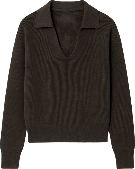Women's Ribbed Cashmere Polo Sweater