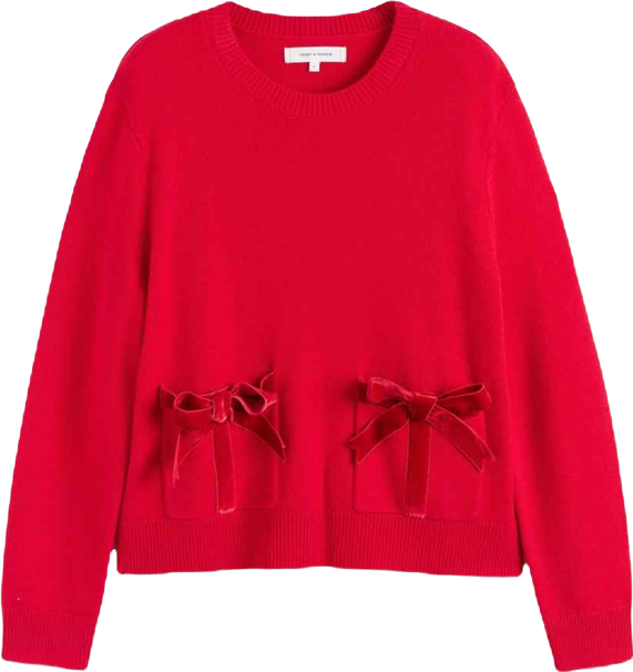 Women's Wool-Cashmere Velvet Bow Sweater