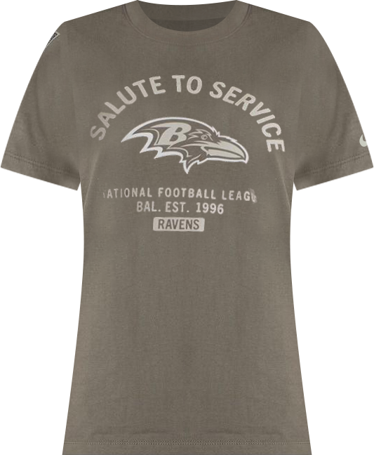 Women's Olive Baltimore Ravens 2025 Salute to Service Sideline T-Shirt