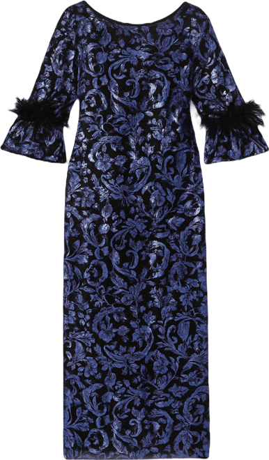 Plus Size Sequin Embroidered Slim Column Gown