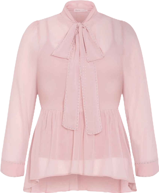 Plus Size Kara Stud Tie Neck Top