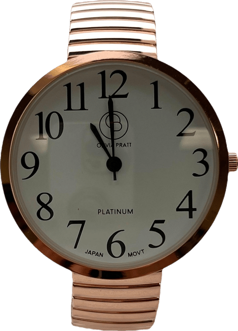 Rose Gold Stretch Band Big Face Shiny Colors Women Watch