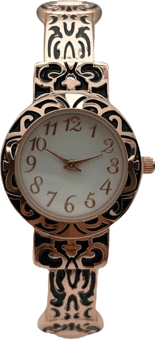 Metallic and Detailed Round Face Bangle Women Watch