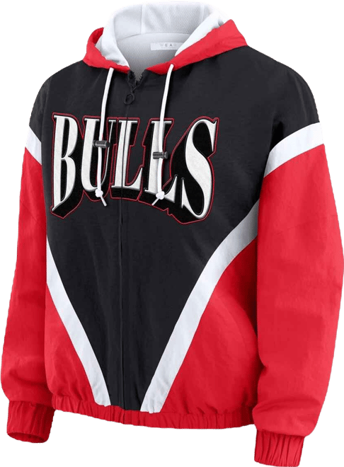 Women's Black/Red Chicago Bulls Color Block Full-Zip Hoodie Windbreaker Jacket