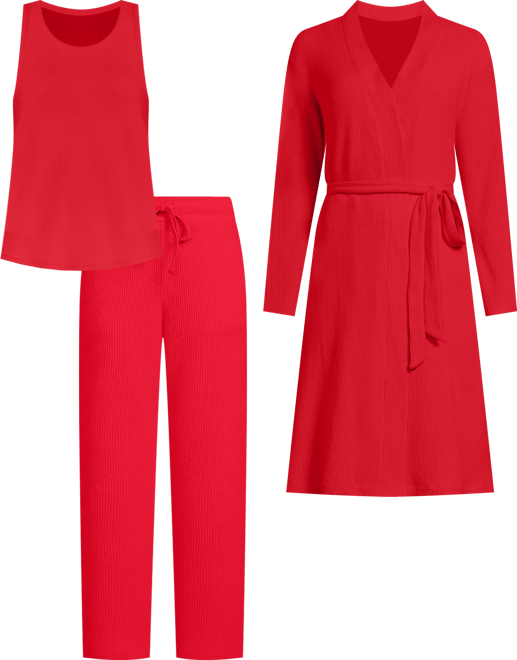 Women's Brushed Cozy Waffle Jersey 3 Piece Pajama Set