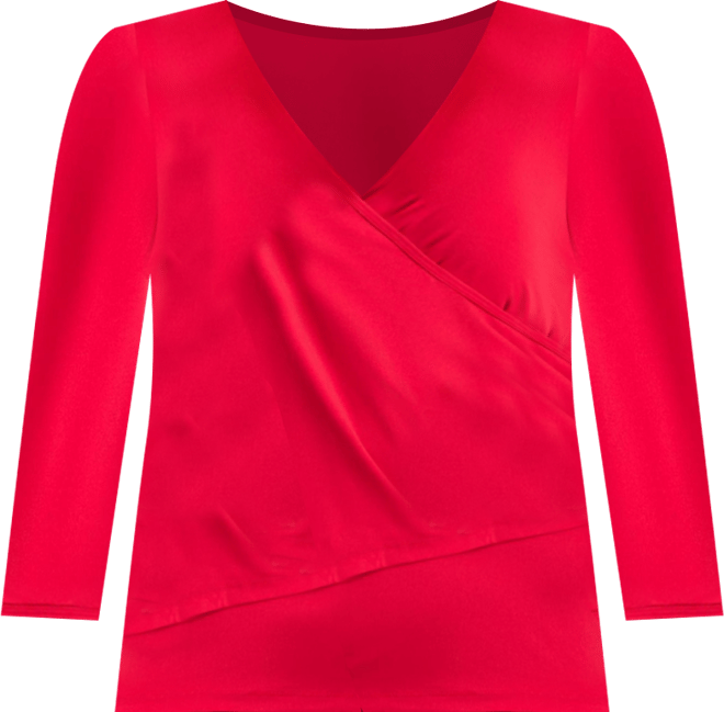 Women's Side Ruched Faux Wrap Top
