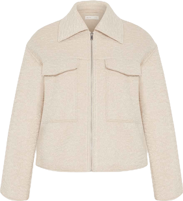 Plus Size Boucle Zip Front Jacket