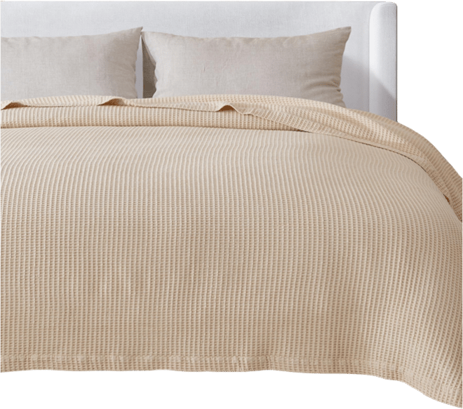. Waffle Weave Textured Cotton Blanket