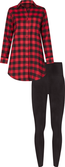 Women's Plus Size Plaid Pj Set