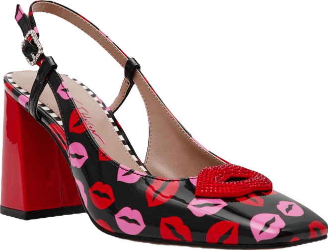 Women's Ashhley Novelty Lips Slingback Block-Heel Pumps