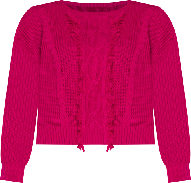 Women's Long Sleeve Mock Neck Fringe Sweater