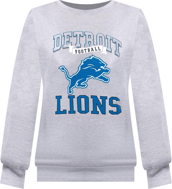 Women's Heather Gray Detroit Lions Team Logo Graphic Tri-Blend Pullover Sweatshirt
