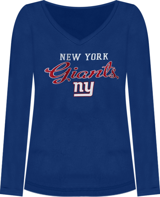 Women's Royal New York Giants Post Season Long Sleeve V-Neck T-Shirt