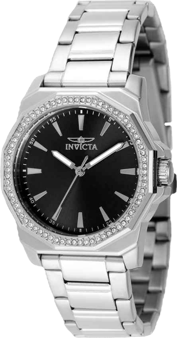 Women's 49111 Speedway Quartz 3 Hand Black Dial Watch