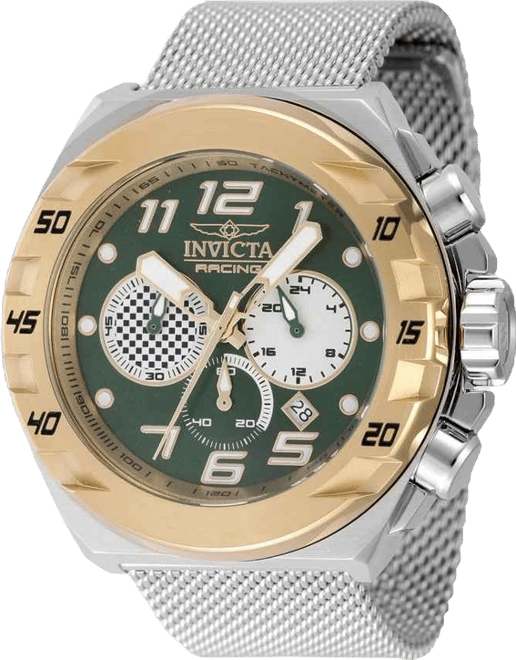 Men's 47205  Racing Quartz Chronograph White, Gold, Green, Ivory Dial Watch
