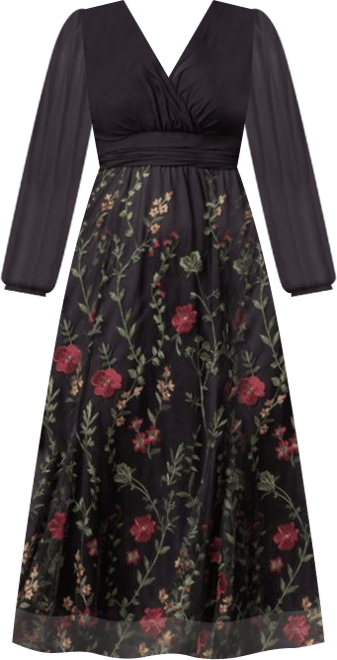 Plus Size Isabella Embroidered Mesh Formal Gown