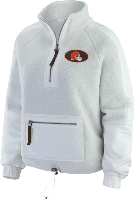 Women's White Cleveland Browns Polar Fleece Half-Zip Jacket