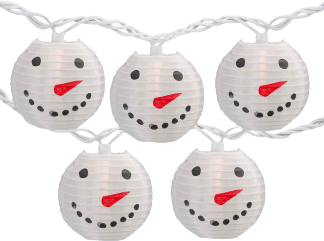 8.5' 10-Count White Snowman Paper Lantern Christmas Lights