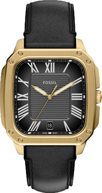 Men's Crosby Three-Hand Black Leather Watch, 42mm