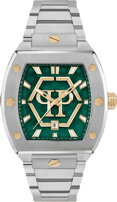 Men's Silver Stainless Steel Watch, 44mm